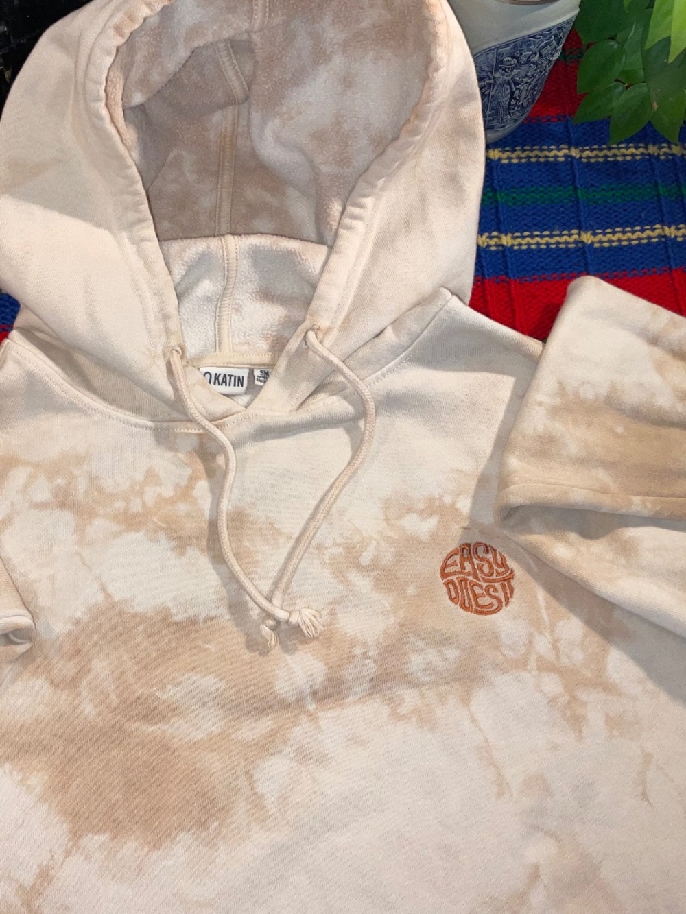 🔥🔥 Katin-Easy Does It-Tan Tie-Dye-DrawString-Hoodie sweatshirt-Size (S)